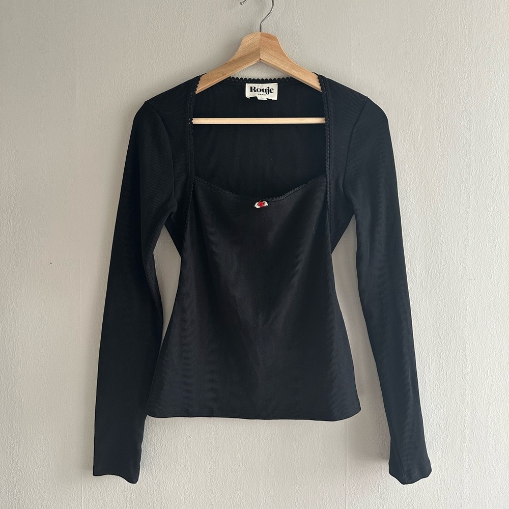 Rouje IVANKA T-shirt Black long sleeve cotton T-shirt size 40